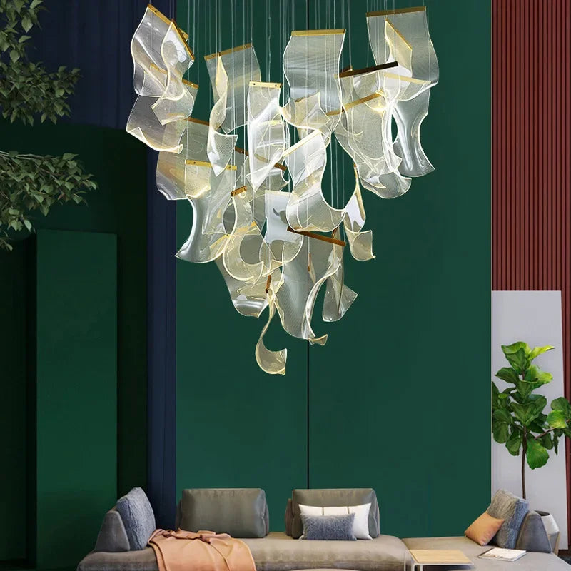 Afralia™ Modern Luxe Duplex Chandelier: Large Living Room Dining Hall Lighting