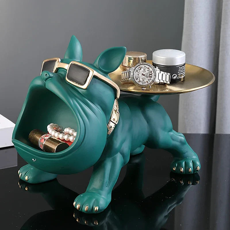 Afralia™ Bulldog Figurine Storage Box Resin Craft Home Decor Sculpture Ornament