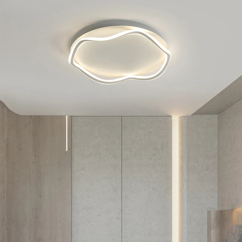 Afralia™ Modern Wave-Shaped LED Ceiling Lamps with Remote Control Dimming for Versatile Home Decor