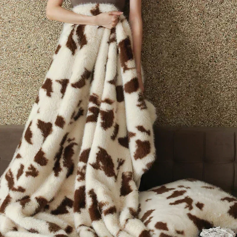 Afralia™ Faux Fox Fur Warm Plush Blanket for Bed and Sofa
