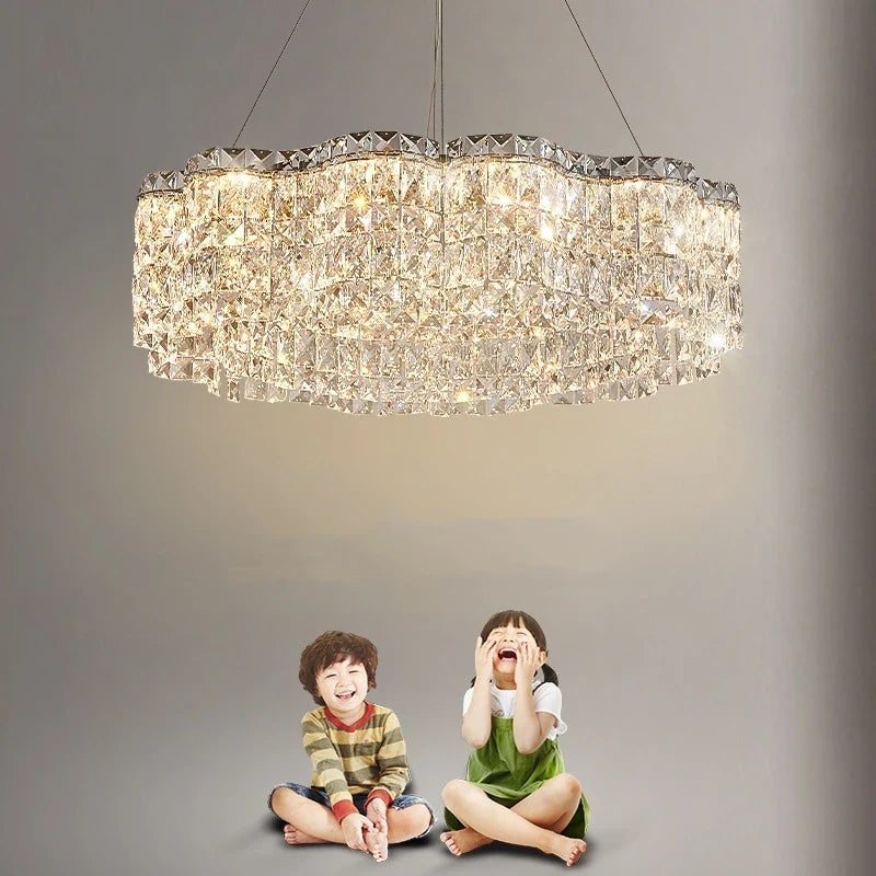 Afralia™ Luxury Crystal Pendant Lights Dimmable LED Foyer Chandelier