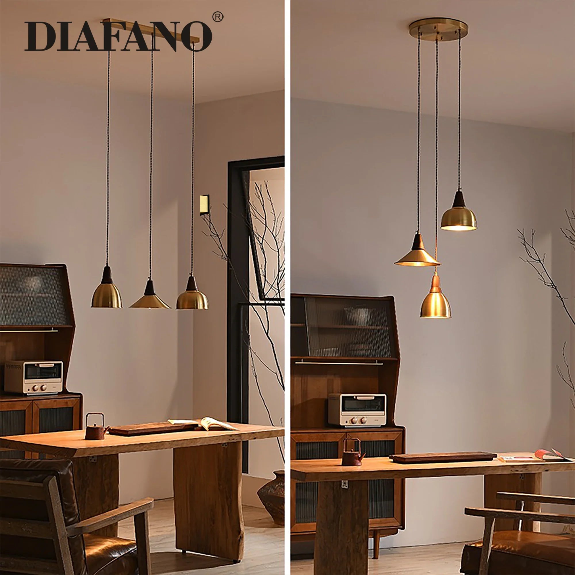 Afralia™ Modern Gold Chandelier | Nordic Retro LED Pendant Light