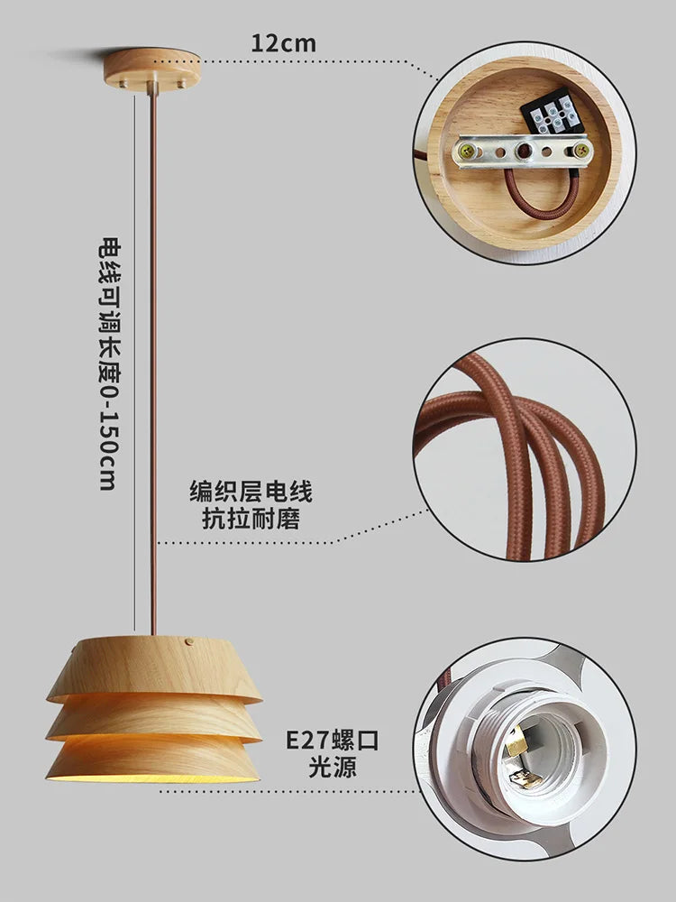 Afralia™ Solid Wood Pendant Lights LED E27 Minimalist Design for Kitchen, Dining Room & Restaurant