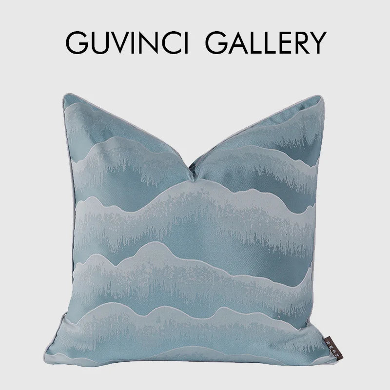 Afralia™ Snowy Mountains Modern Abstract Pillow Case - Gray-Blue Contemporary Art Home Decor