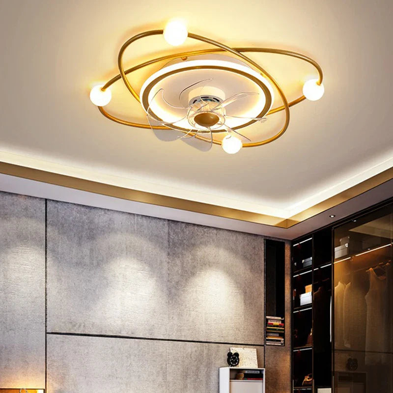 Afralia™ LED Chandelier Electric Fan Ceiling Lights for Modern Home Decor