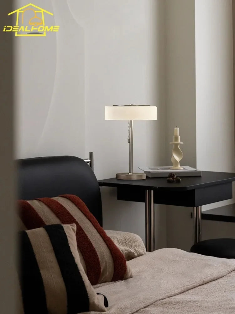 Afralia™ Cream Glass Table Lamp LED E14, Modern Design Luxury Vintage Style