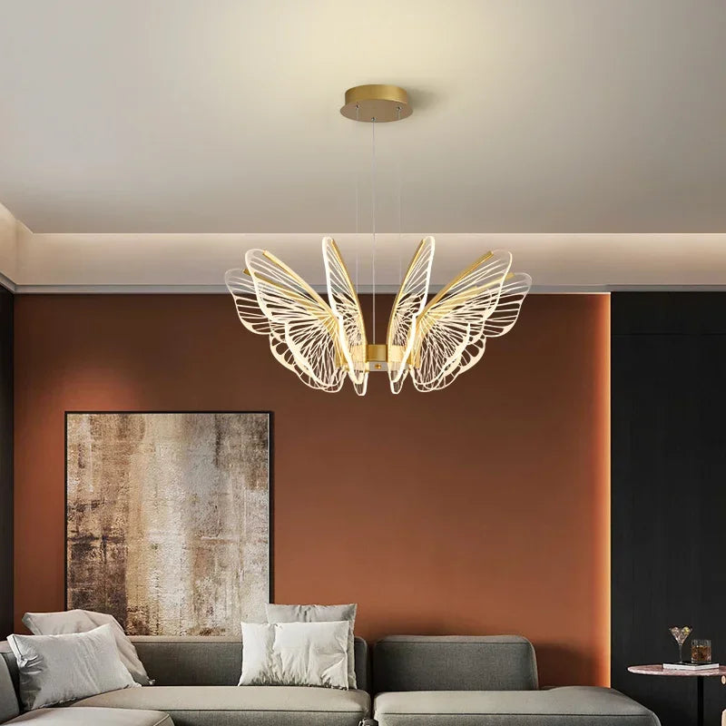 Afralia™ LED Butterfly Ceiling Chandelier - Luxury Pendant Light for Bedroom, Living & Dining Room