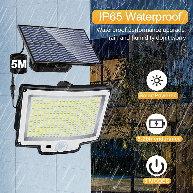 Afralia™ Solar Flood Lights 3 Modes IP65 Waterproof Wall Lamp with Remote Control