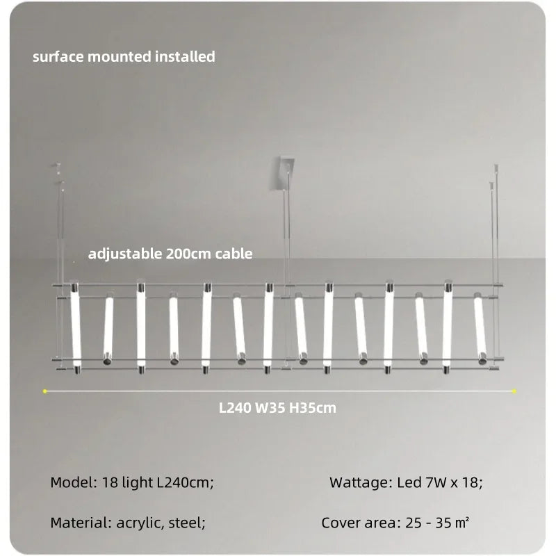 Afralia™ Modern Steel Bar LED Pendant Lights for Kitchen Island, Minimalist Acrylic Hanging Lamp Fixture