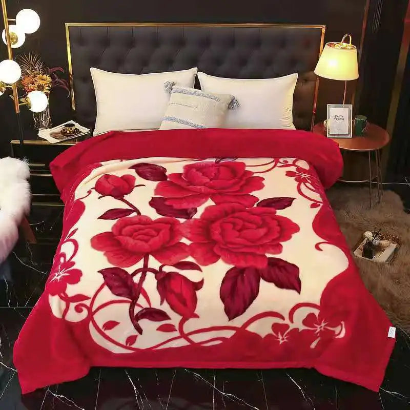 Afralia™ Double Layered Raschel Blanket Vintage Flannel 150X200Cm Size Bed Cover