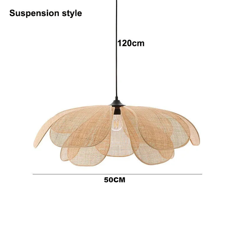 Afralia™ Rattan Flower Chandelier: Handmade Woven Lampshade for Living & Dining Room Lighting