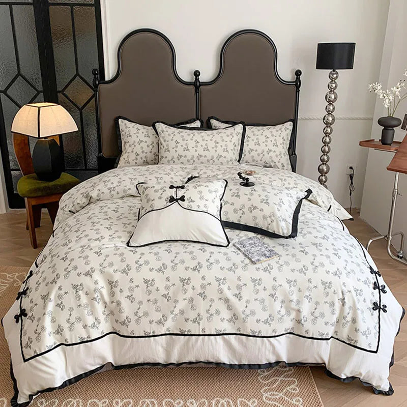 Afralia™ Printed Cotton Bedding Set, High Quality, Queen/King Size, Skin-Friendly, Double Bed Linens