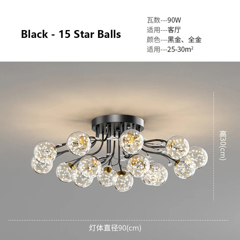 Afralia™ Crystal Flower Ceiling Lamp LED Chandelier for Bedroom Living Room Branch Decor