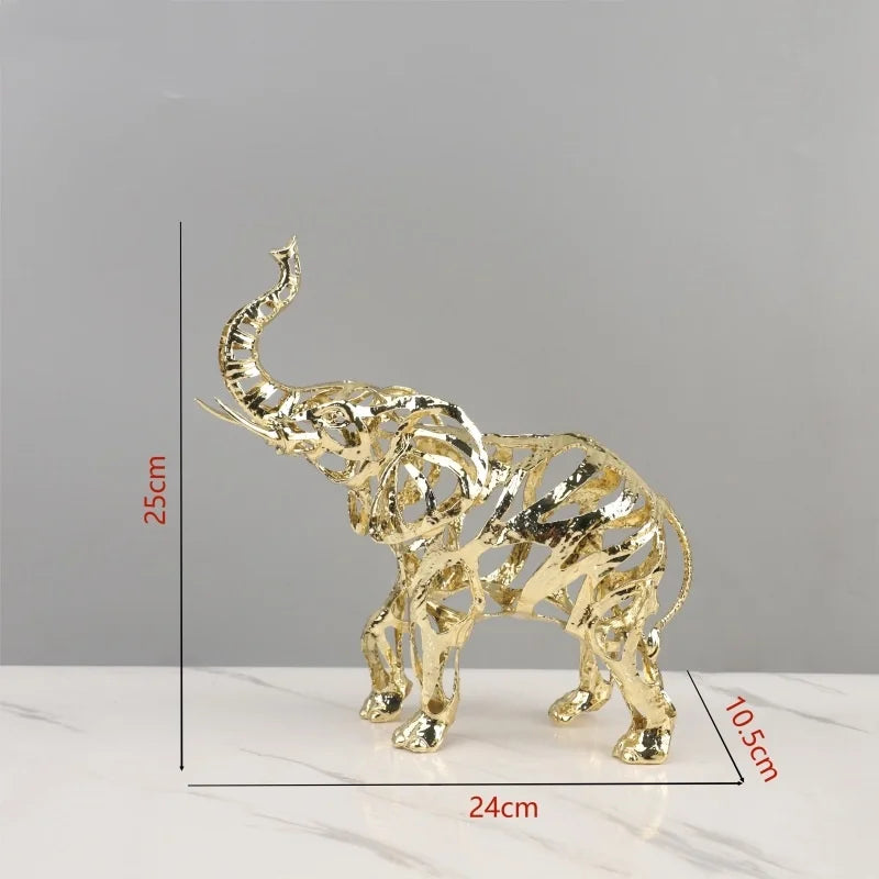 Afralia™ Golden Openwork Animal Sculpture Set for Home Decoration