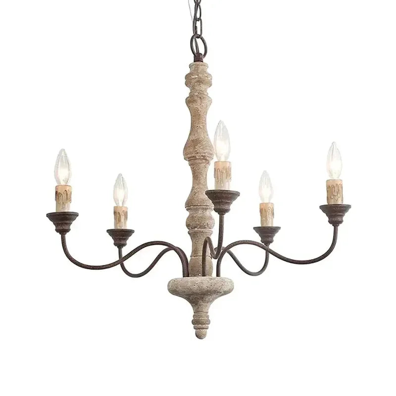Afralia™ Retro French Wood Chandelier for Living Room, Dining, and Bedroom