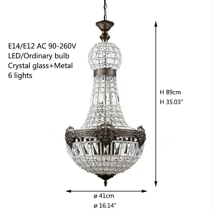 Afralia™ Vintage Crystal Chandelier: Elegant Empire Design for Luxe Living Spaces