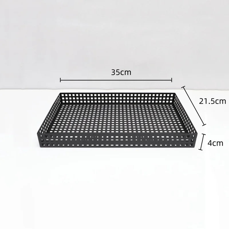 Afralia™ Metal Geometric Tea Tray Fruit Plate Storage Container.