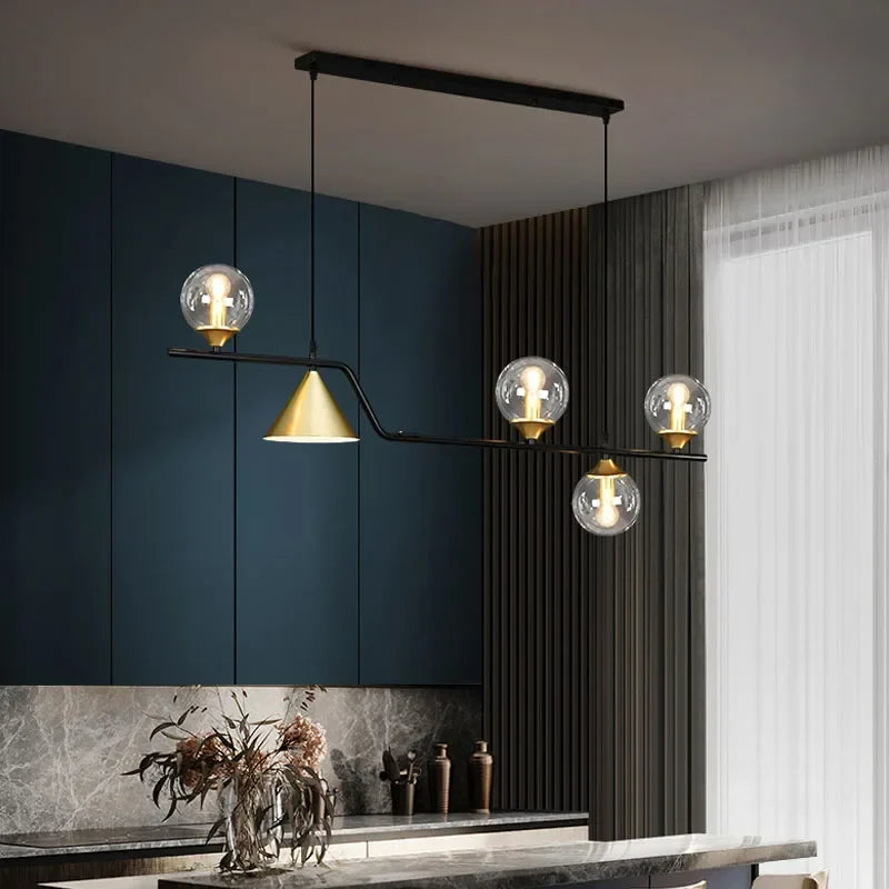 Afralia™ Glass Pendant Chandelier Nordic Ceiling Hanging Lamp - Kitchen Island Suspension Light