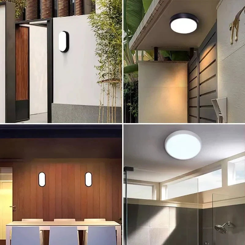 Afralia™ Oval LED Ceiling Light Waterproof Surface Mounted for Bathroom Porch Outdoor