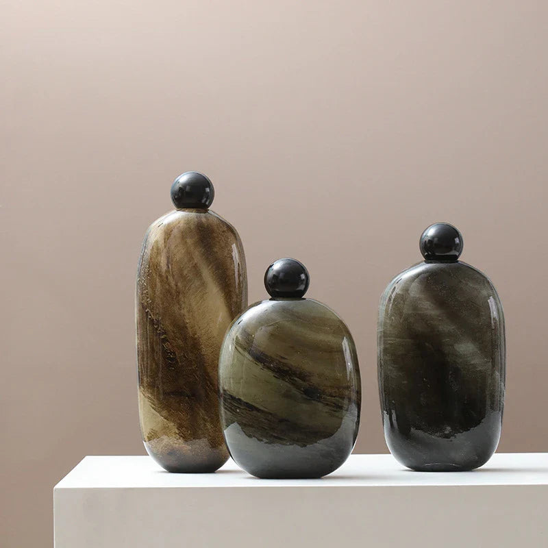 Afralia™ Marbled Glass Vase - Geometric Terrarium Floral Arrangement Decor