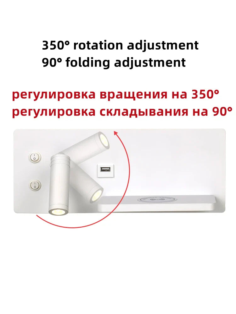 Afralia™ LED Wall Light with USB Phone Charging - Modern Multipurpose Home Decor