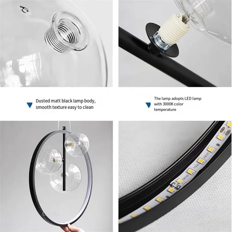 Afralia™ Ball Bubble LED Chandelier: Modern Round Ring Pendant Light for Dining Room & Bar