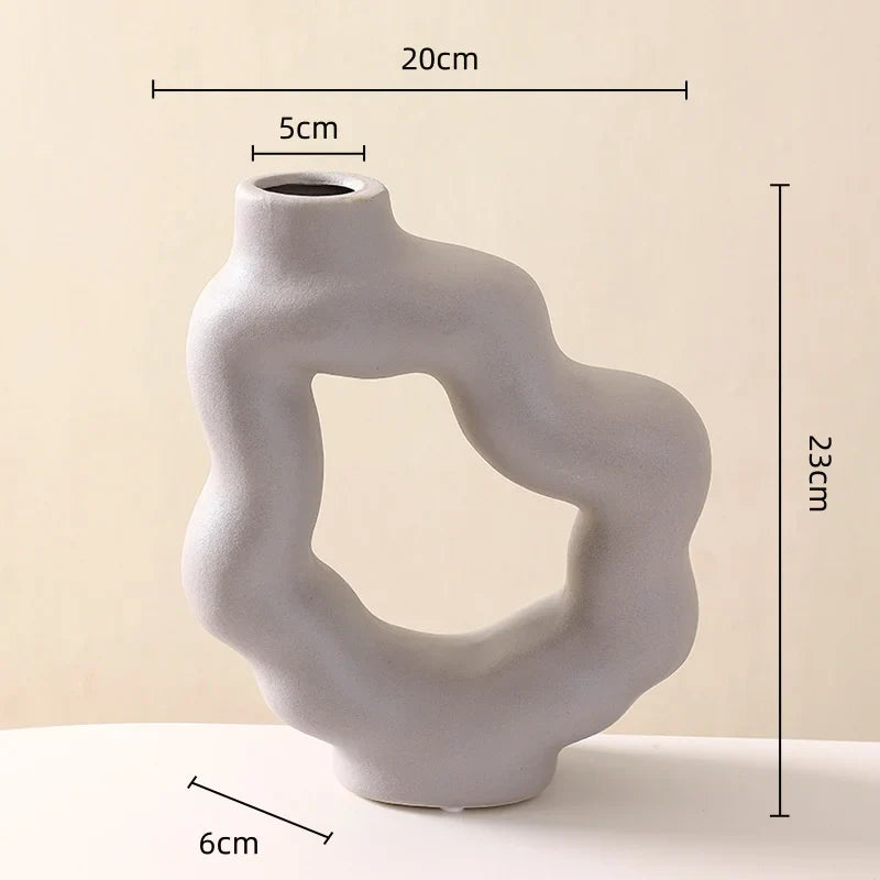 Afralia™ Geometric Ceramic Flower Vase for Stylish Home Decor & Flower Arrangement