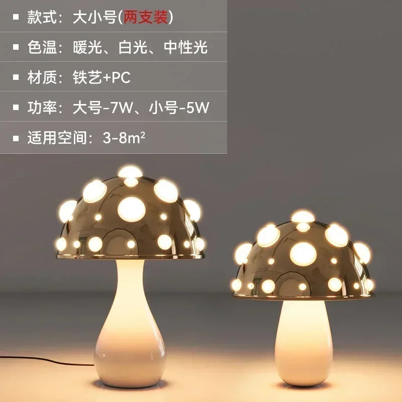 Afralia™ Tricolored LED Mushroom Desk Lamp for Living Room and Bedside