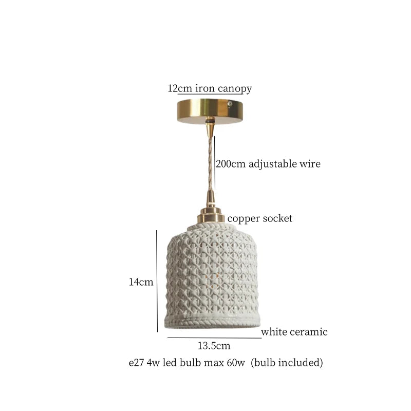 Afralia™ French Minimalism Ceramic LED Pendant Light for Home Decor