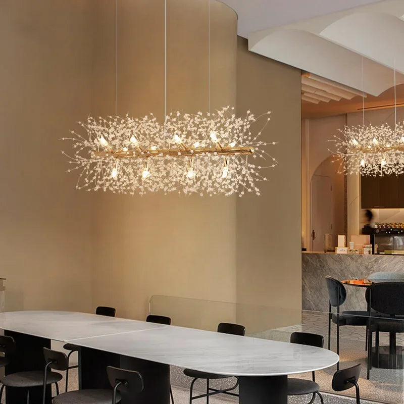 Afralia™ Dandelion Crystal Chandelier: Modern Nordic Style LED Pendant Light for Living Room