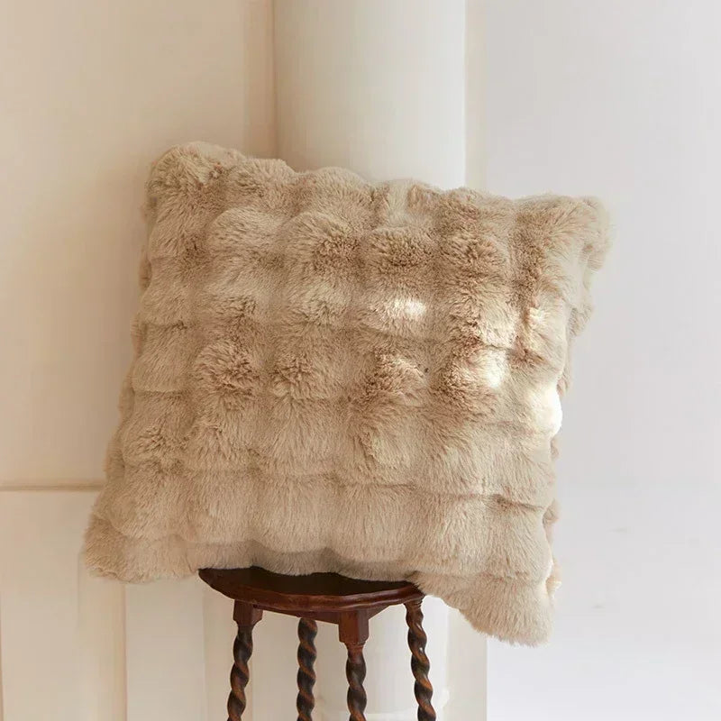 Afralia™ Tuscany Fur Throw Pillow: Luxurious & Plush Sofa Seat Cushion