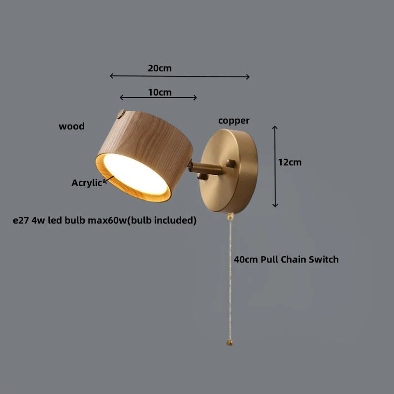Afralia™ LED Wall Sconce Light Fixture Walnut Base Modern Art Wandlamp