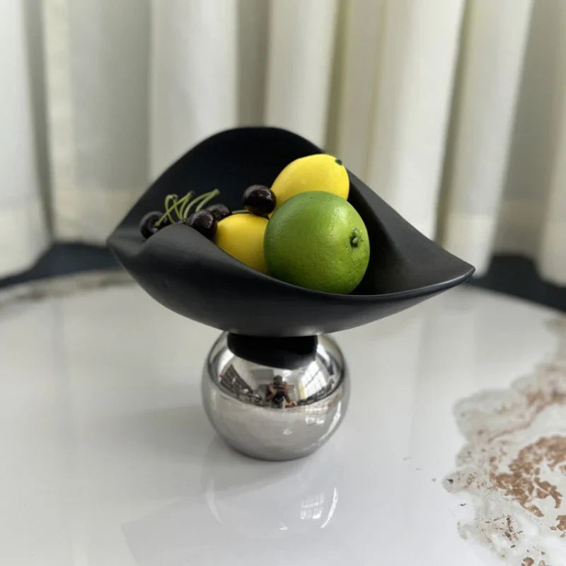 Afralia™ Geometric Silver Sphere Fruit Plate Tray Irregular Disc Home Decoration
