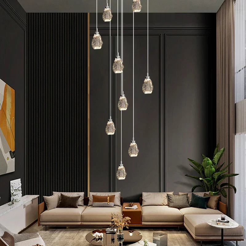 Afralia™ Crystal Chandelier Pendant Light for Modern Staircase & High Ceilings