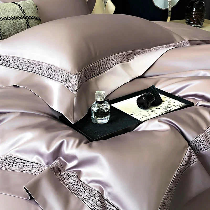 Afralia™ Silky 1500TC Egyptian Cotton Bedding Set with Wide Edge & Pillowcases