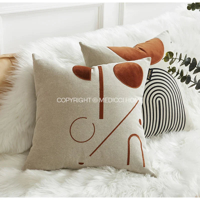 Afralia™ Plaster Statue Floral Vase Pattern Pillow Cover 45x45cm