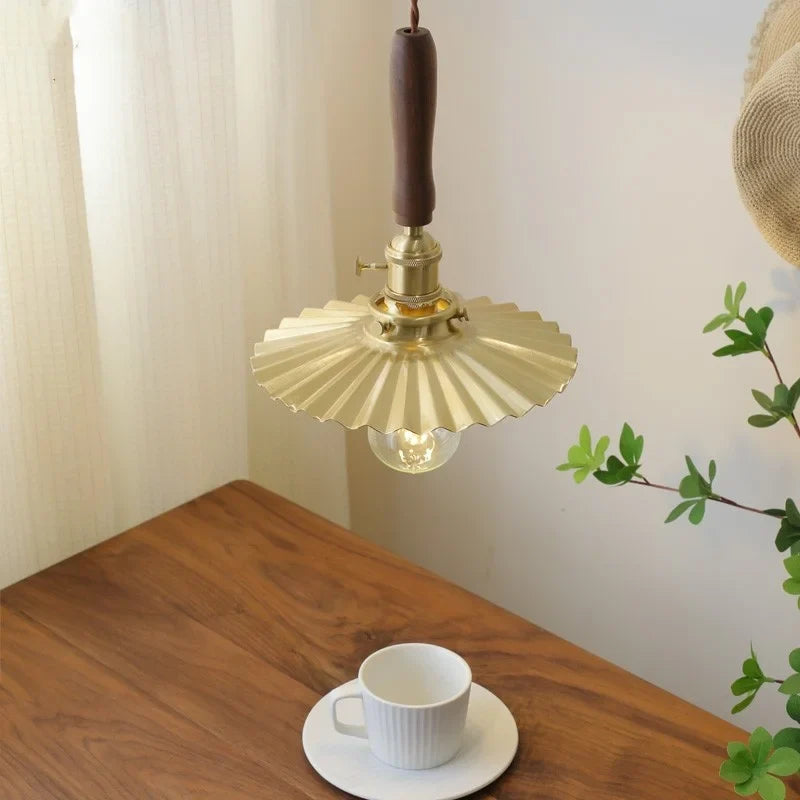 Afralia™ Copper Walnut LED Pendant Lights, Modern Hanging Lamp for Hallway, Bedroom, Dining Room