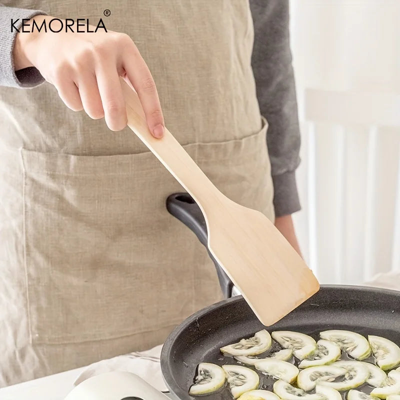 Afralia™ Natural Wooden Spatula Set - Nonstick Cooking Utensils for Frying, Mixing, and Stir-Frying