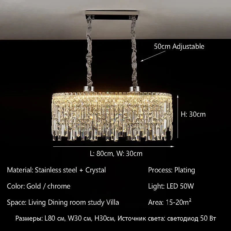 Afralia™ Golden Starry Sky Crystal Chandelier LED Pendant Light - Luxe Indoor Lighting