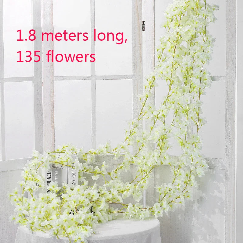 Afralia™ Cherry Blossom Silk Flower Garland for Wedding Party Arch Home Decor