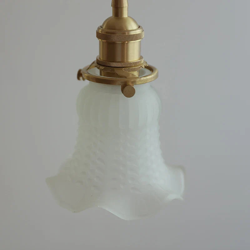 Afralia™ White Glass LED Pendant Lamp Copper Hanging Light Nordic Modern