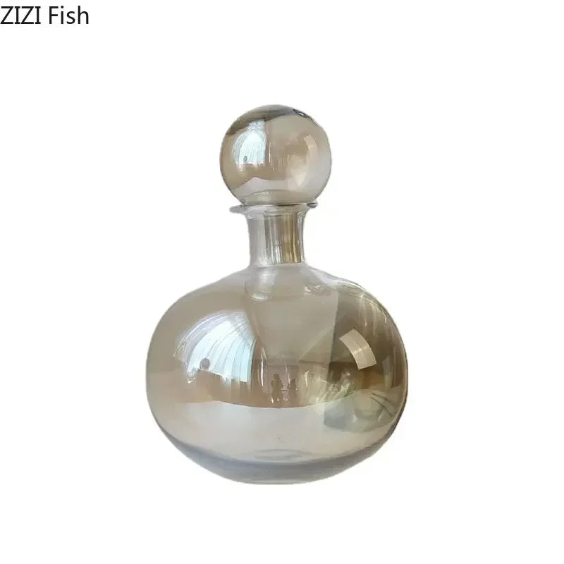 Afralia™ Amber Glass Vase Hydroponics Desk Decoration Modern Home Decor