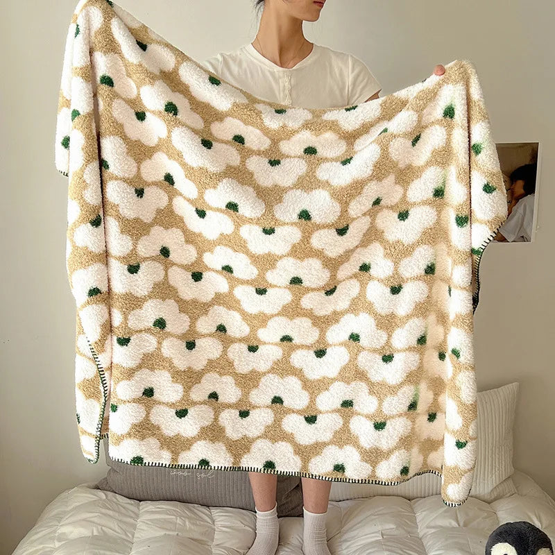 Afralia™ Boho Printed Blanket: Cozy, Multi-Functional, Half-Flannel Shawl, Single/Double Bedspread