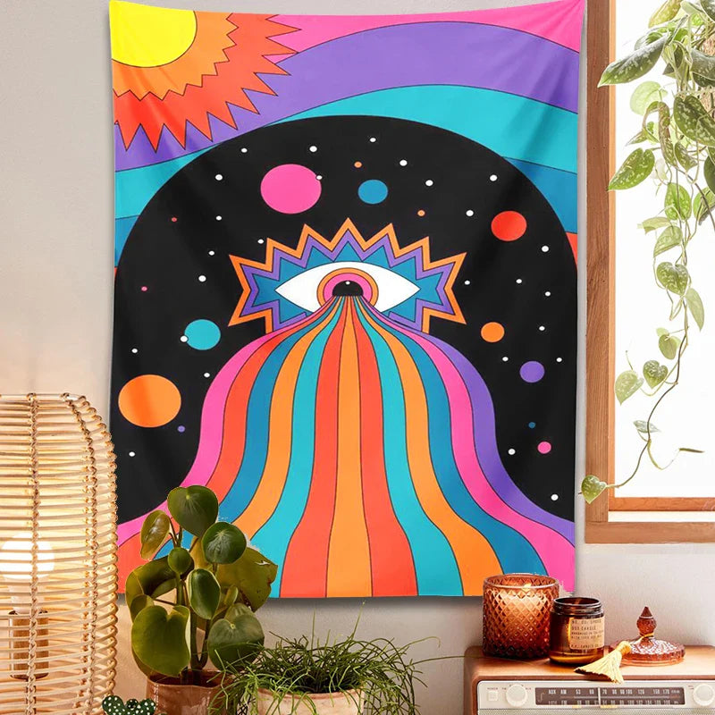 Afralia™ Sun Moon Rainbow Tapestry Wall Hanging for Boho Home Decor