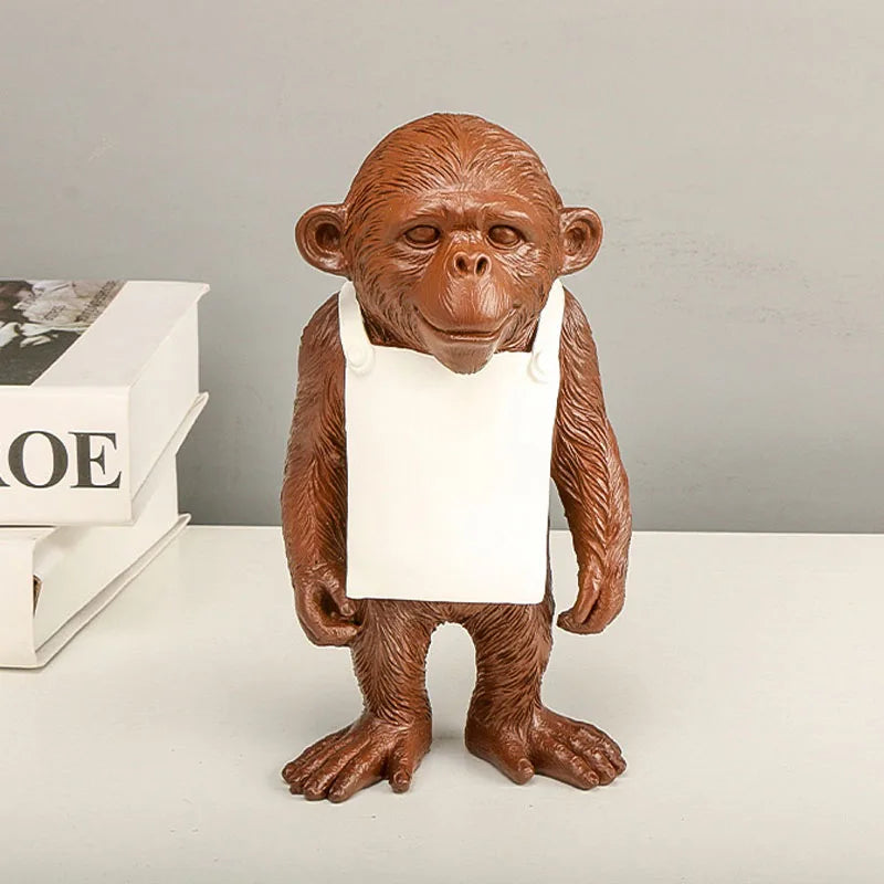 Afralia™ Gorilla Sculpture Resin Figure Monkey Statue Home Decor Living Room Figurine Craft