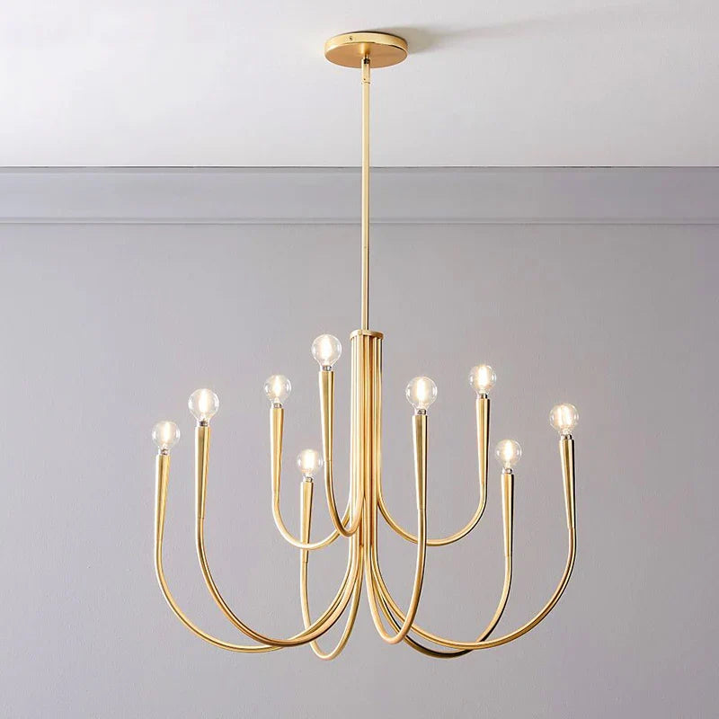 Afralia™ Nordic Gold Chandelier for Living Room Bedroom Attic Home Decor Luminaires