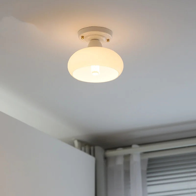 Afralia™ Ceramic LED Ceiling Light Creamy White Nordic Indoor Lighting Fixture