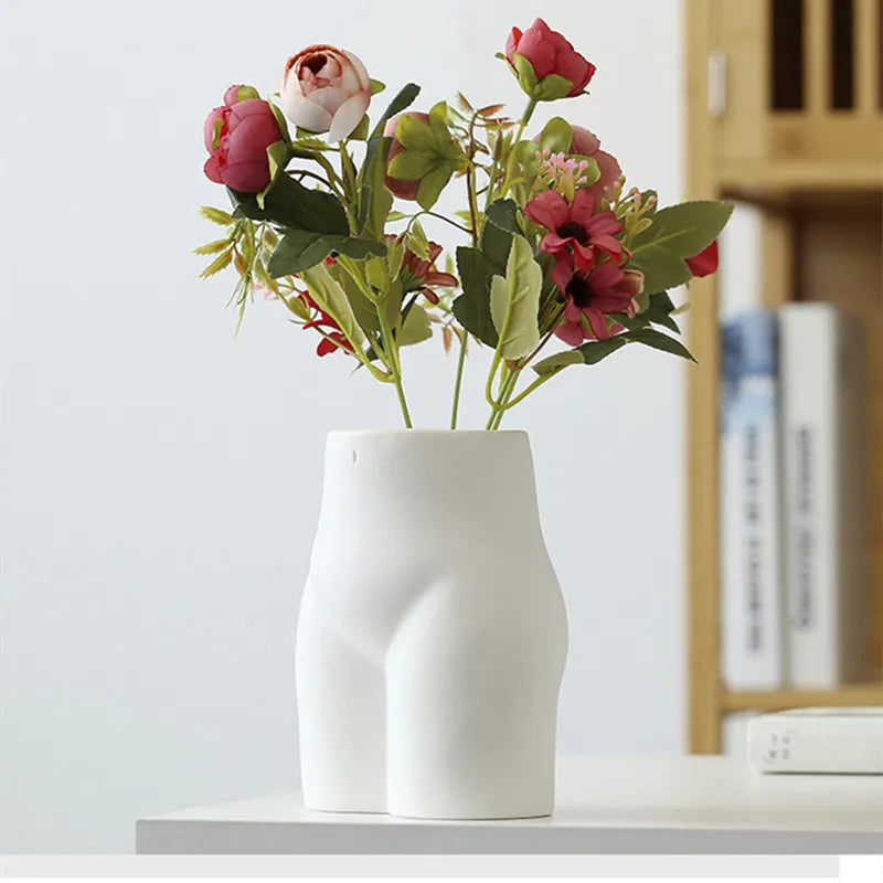 Afralia™ Ceramic Nude Girl Body Shape Vase Modern Home Decor