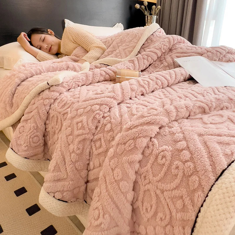 Afralia™ Coral Fleece Warm Blanket: Cozy Thicken Winter Bed Blanket