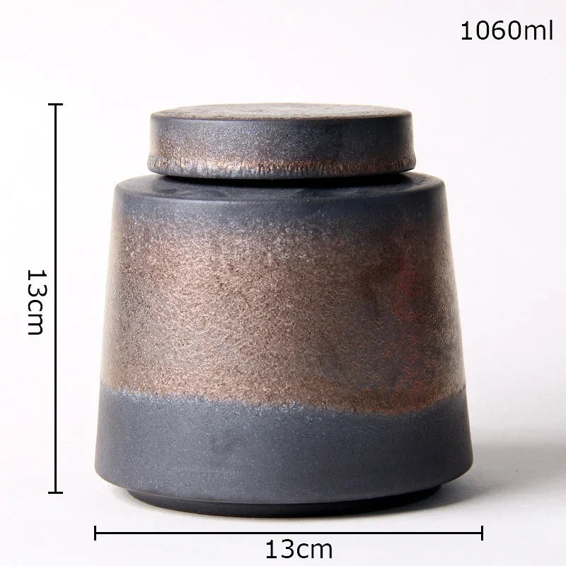 Afralia™ Ceramic Tea Canister Sealed Storage Jars - Geometric Design